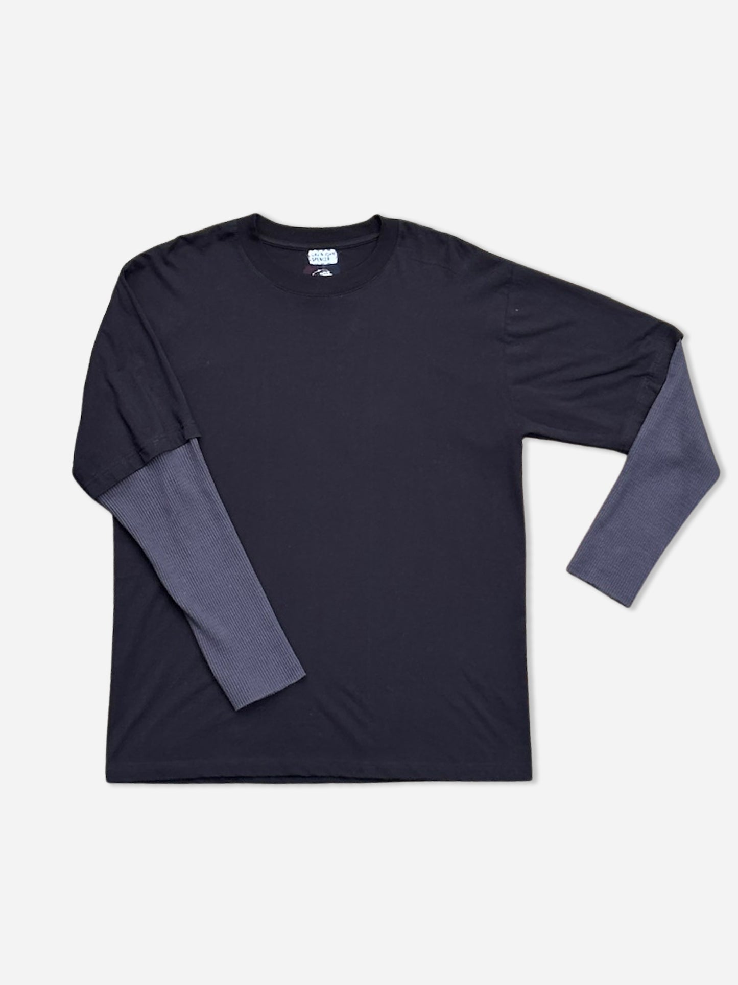 Two-Tone Layered T-Shirt in Black