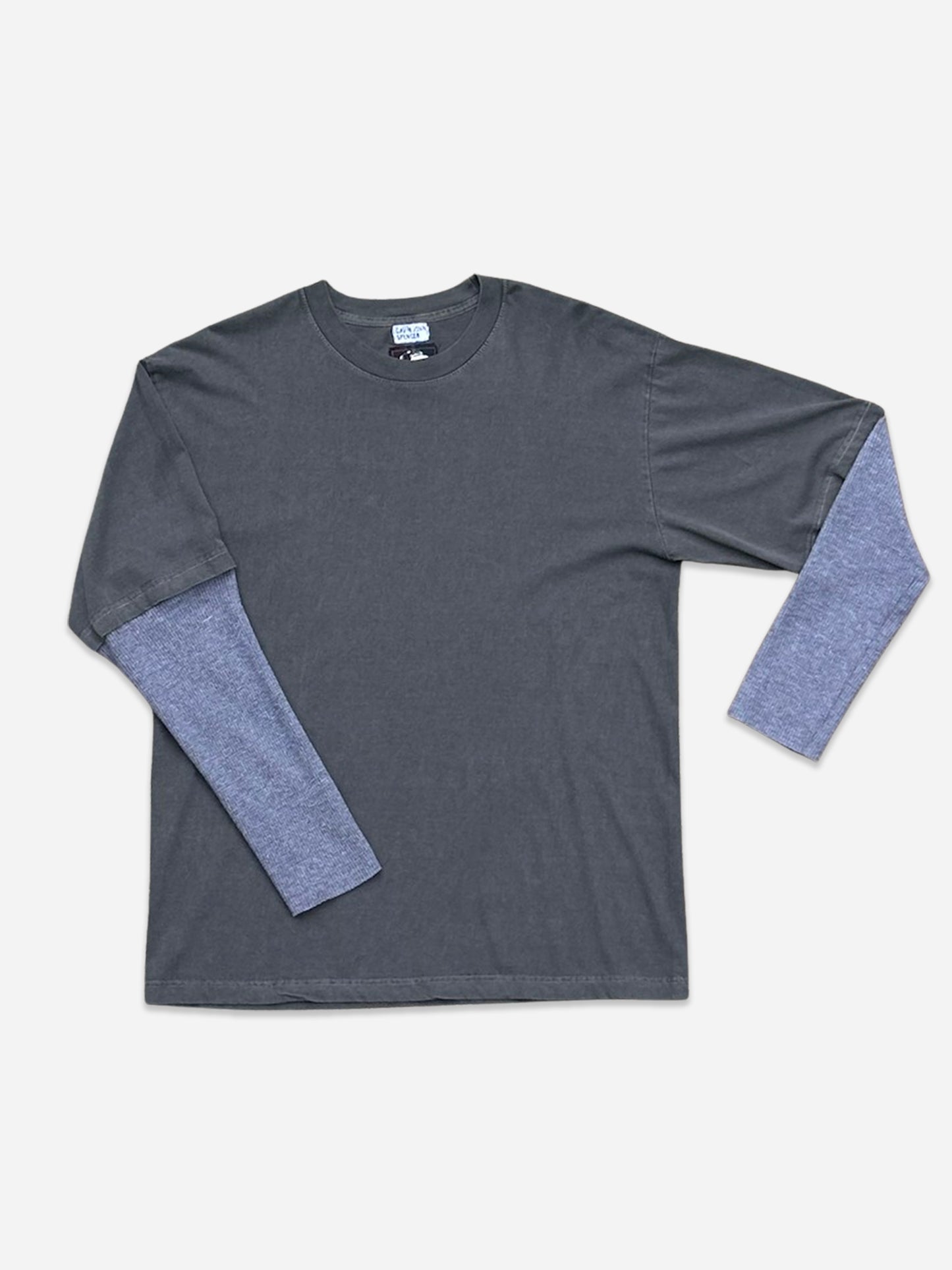 Two-Tone Layered T-Shirt in Dusty Grey