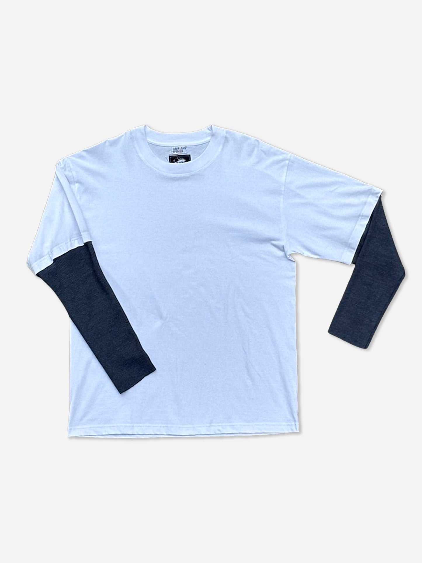 Two-Tone Layered T-Shirt in White